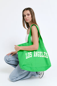 Los Angeles kelly green tote bag