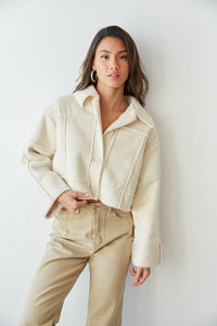 Lyndsey Sherpa Cropped Jacket • Shop American Threads Women's Trendy Online Boutique Ecru / S Lyndsey Sherpa Cropped Jacket • Shop American Threads Women's Trendy Online Boutique Ecru / S