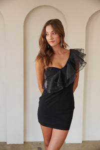 myah one shoulder dress in grey embroidery Draped one-shoulder maxi dress in green - Aya Muse