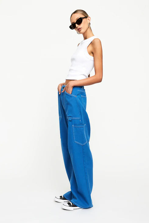 Miami Vice Low Rise Cargo Pants in Blue