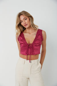 Mischa Lace Trim Crop Top • Shop American Threads Women's Trendy Online  Boutique – americanthreads