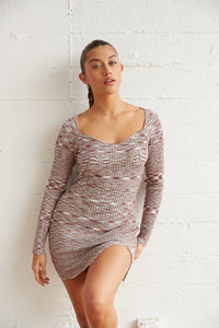 Side slit knitted mini dress