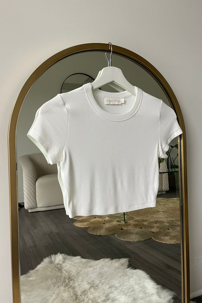 white ribbed baby tee