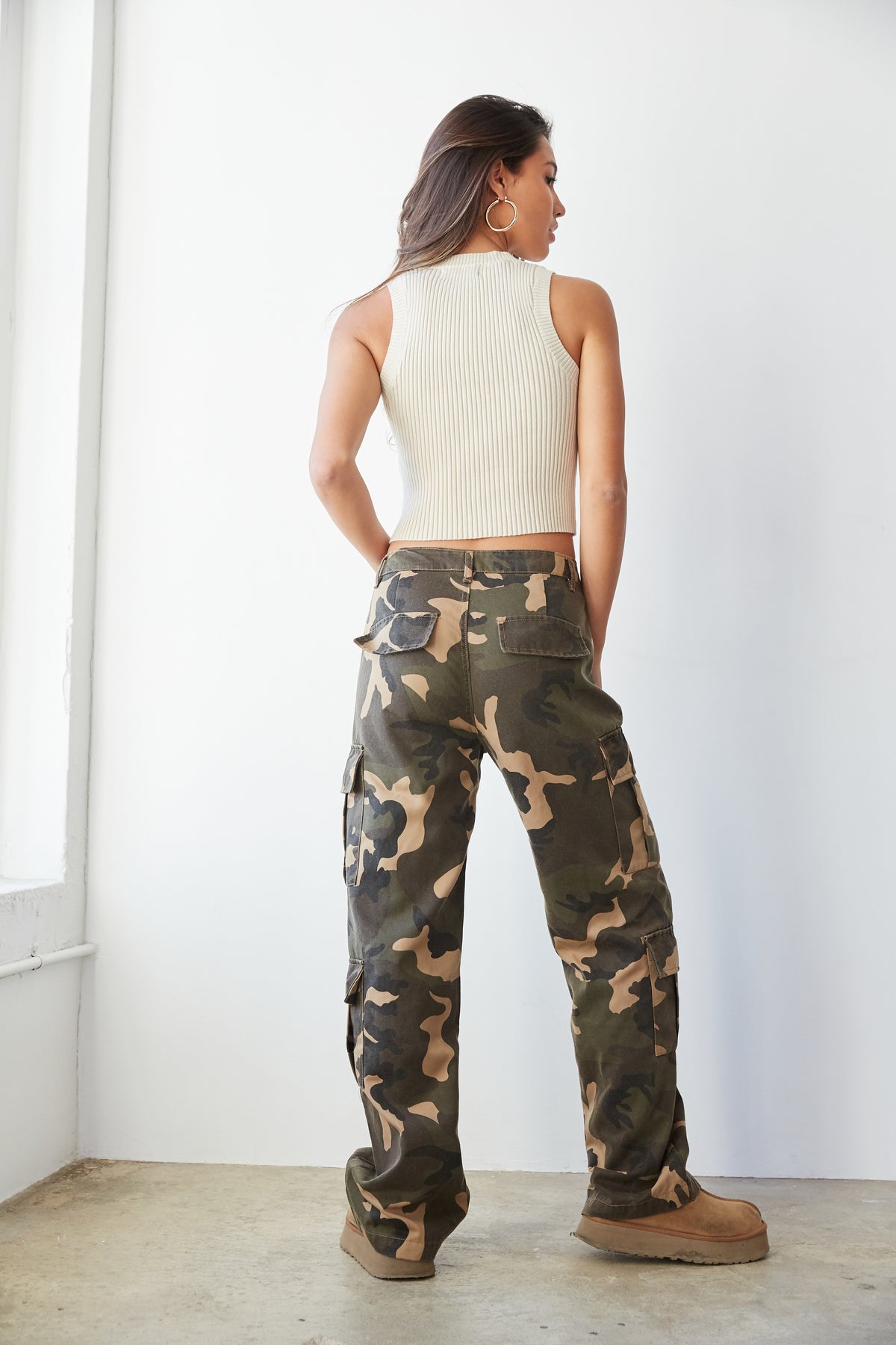 army green camouflage pants - cargo pants with camo prints - loose cargo pants 
