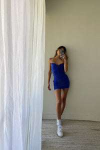 blue mesh mini dress