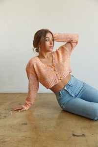 orange knit sweater cardigan