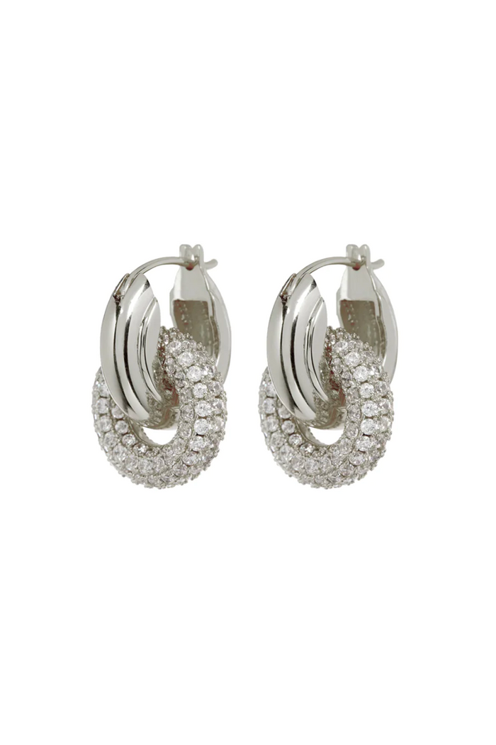 luv aj silver metal and sparkly interlocking hoops
