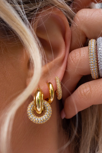layered sparkly gold hoop earrings by luv aj