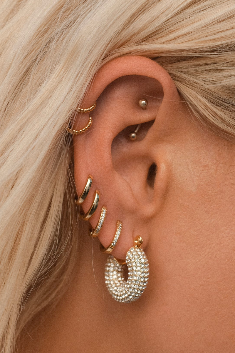 layered gold hoop earrings by luv aj