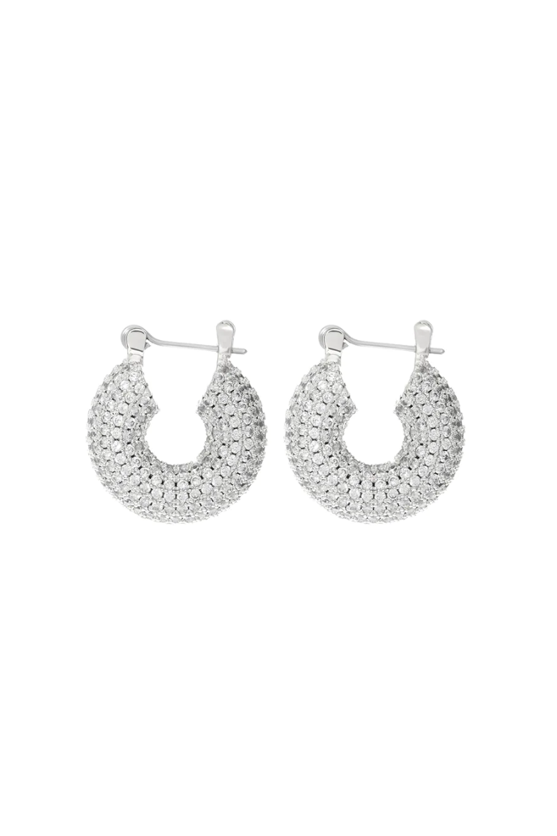 silver sparkly pave-encrusted hoop earrings by luv aj