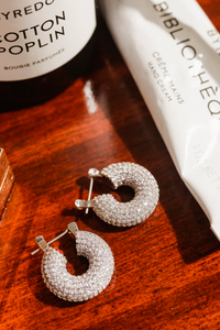 donut-style thick sparkly silver hoops