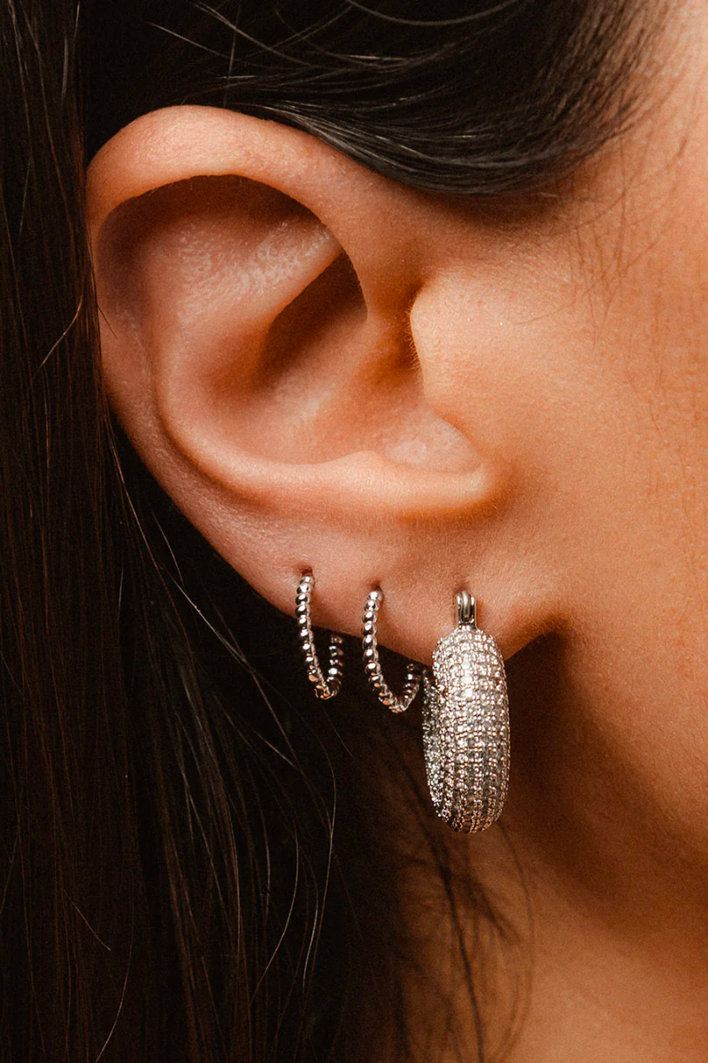 layered silver hoop earrings