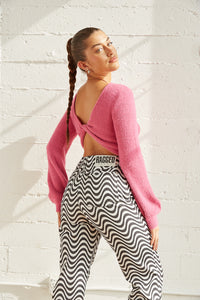 Pink reversible cropped sweater