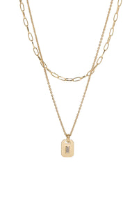 gold double layered necklace - five and two