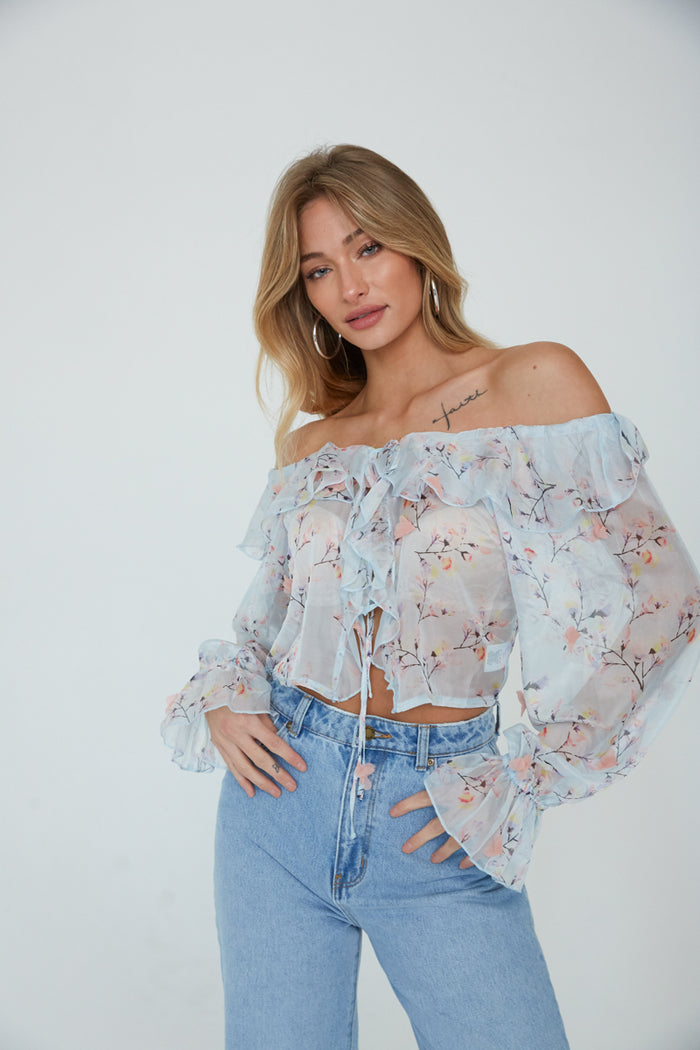 off shoulder dress shirt Pinstriped Off-Shoulder Blouse