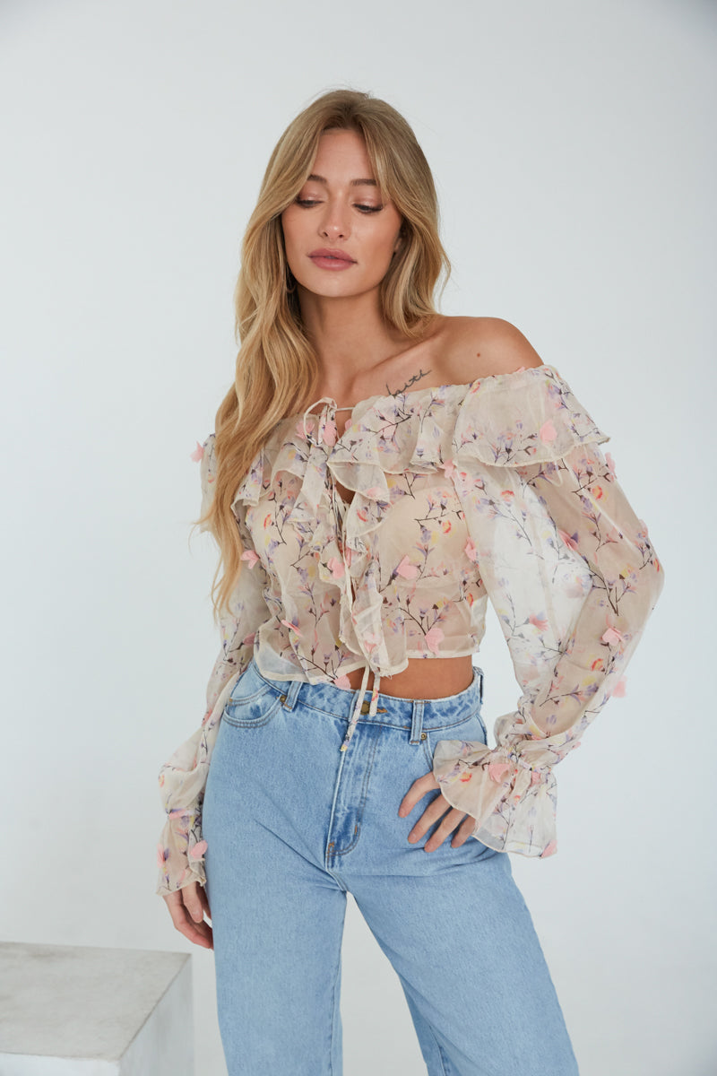Rome Off-The-Shoulder Chiffon Ruffle Top• Shop American Threads