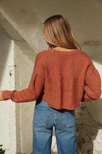 Rust knitted crop cardigan