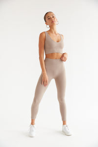 women's beige workout leggings 