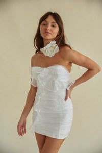 white organza bodycon mini dress