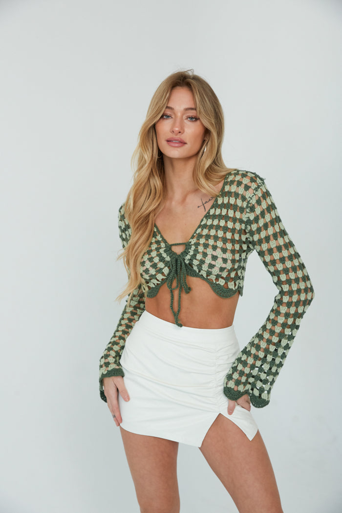 bell sleeve crop sweater outfit