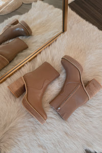 mocha brown vegan leather booties - ruby platform boot dupe