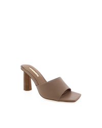 brown wooden heel sandal