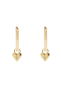 Two And Five dainty heart-shaped gold charm earrings