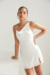 white asymmetrical mini dress