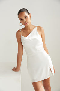 white asymmetrical mini dress