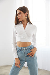 White collared crop top