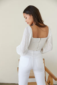 lace puff sleeve corset crop top