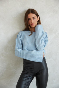Blue ribbed sweater