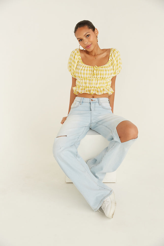 yellow gingham crop top