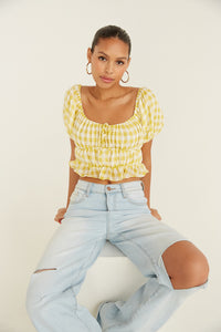 yellow gingham crop top