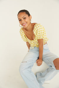 yellow gingham crop top