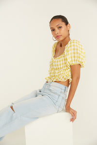 yellow gingham crop top