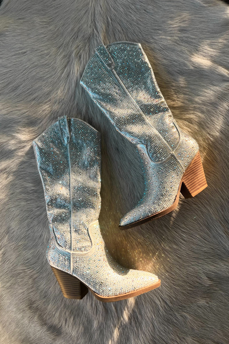 silver mermaid rhinestone cowgirl boots - boots for coachella