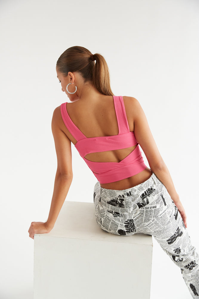 pink open back tank